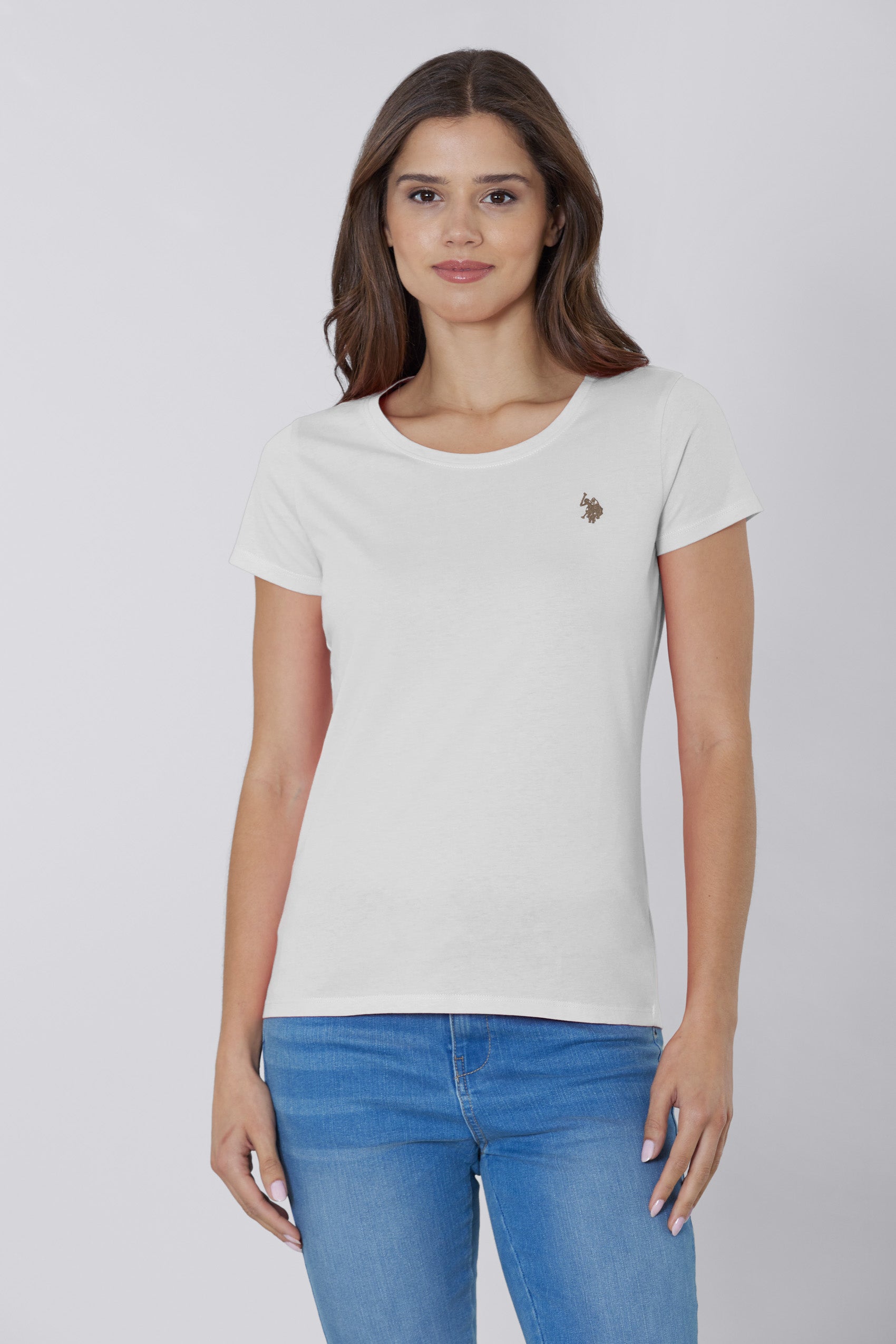 T-shirt girocollo a maniche corte in cotone light jersey