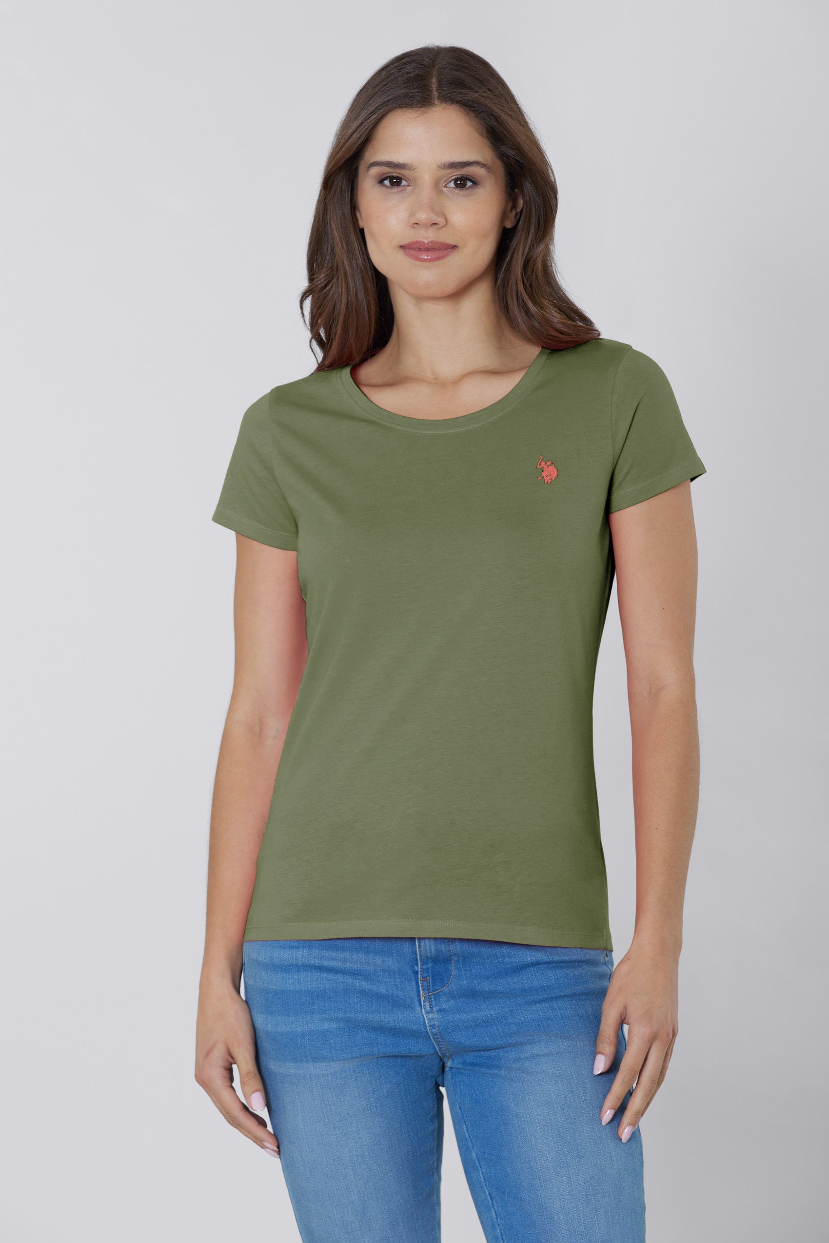 T-shirt girocollo a maniche corte in cotone light jersey