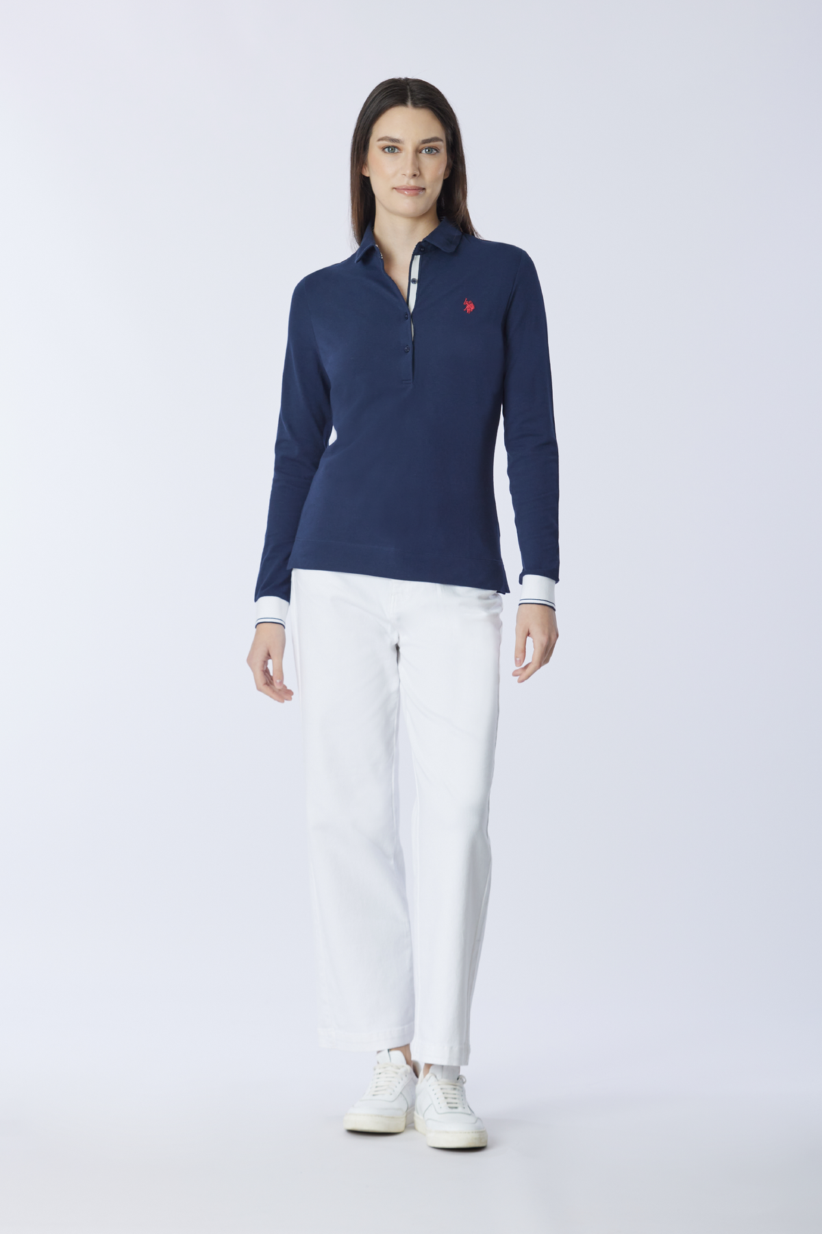 Polo a maniche lunghe micro piquet stretch