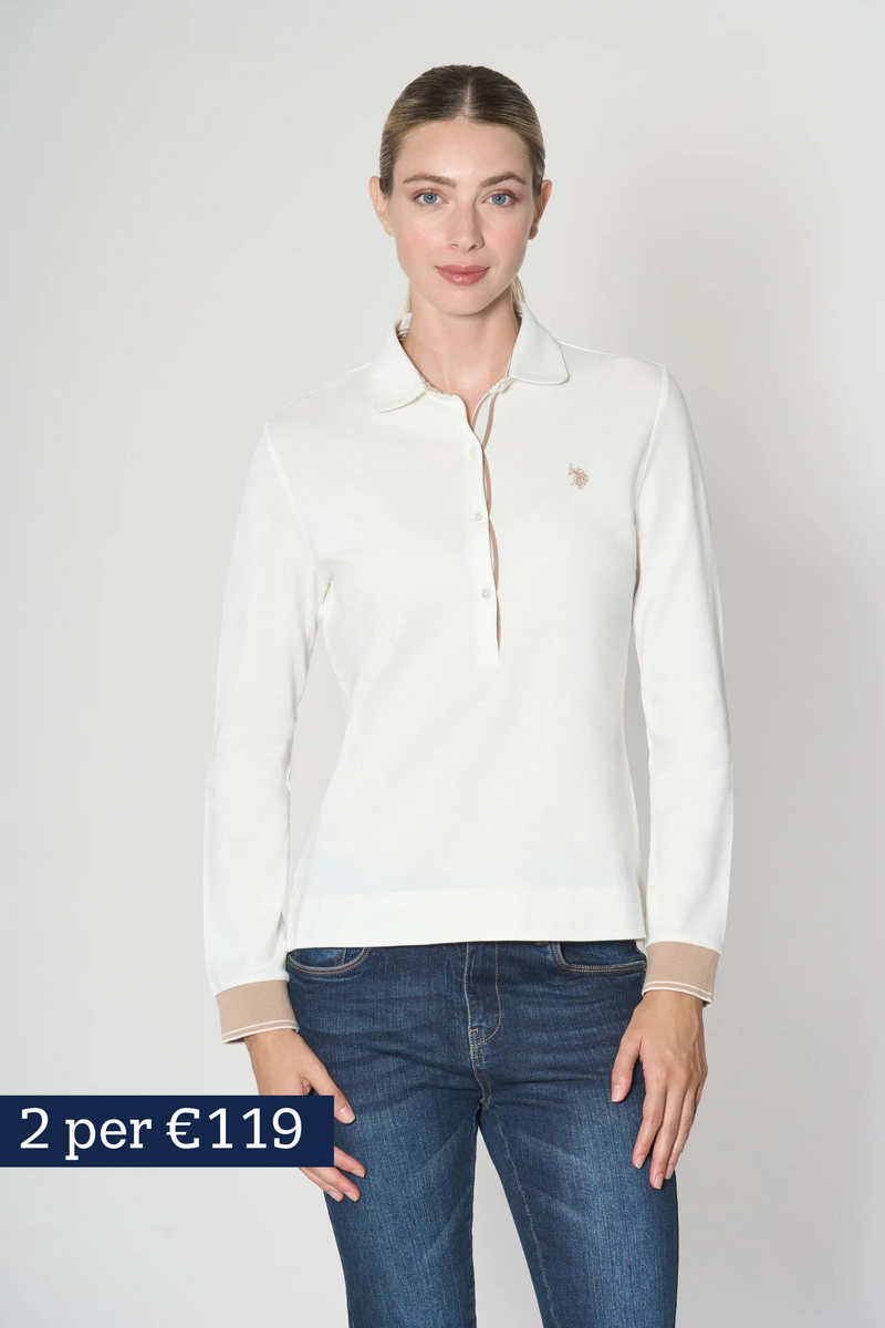 Polo a maniche lunghe micro piquet stretch