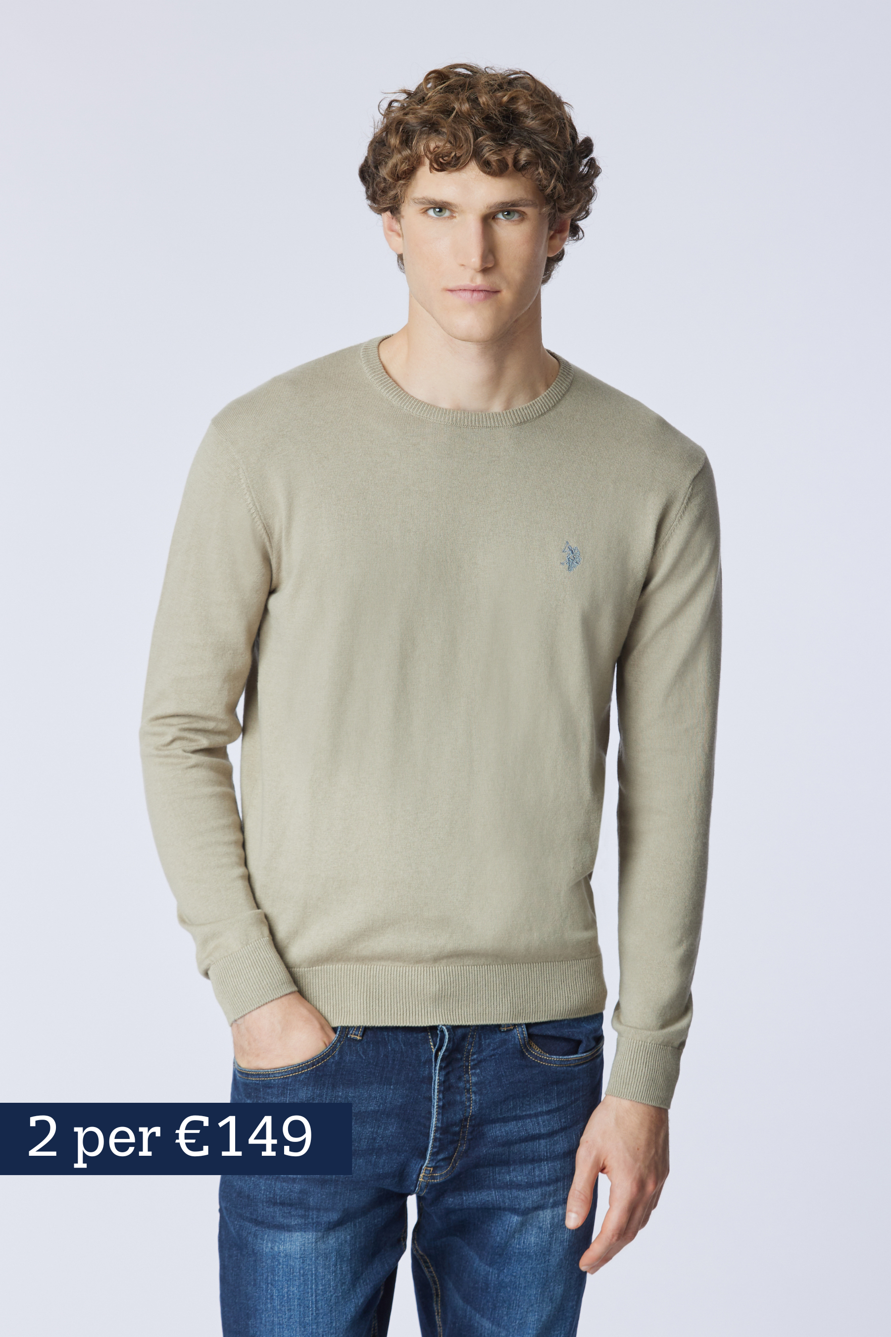 Maglia girocollo cotone e cashmere