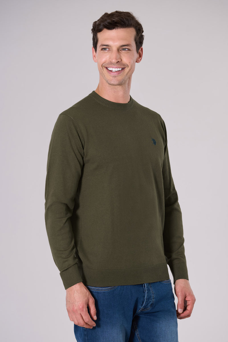 Maglia girocollo cotone cashmere con logo