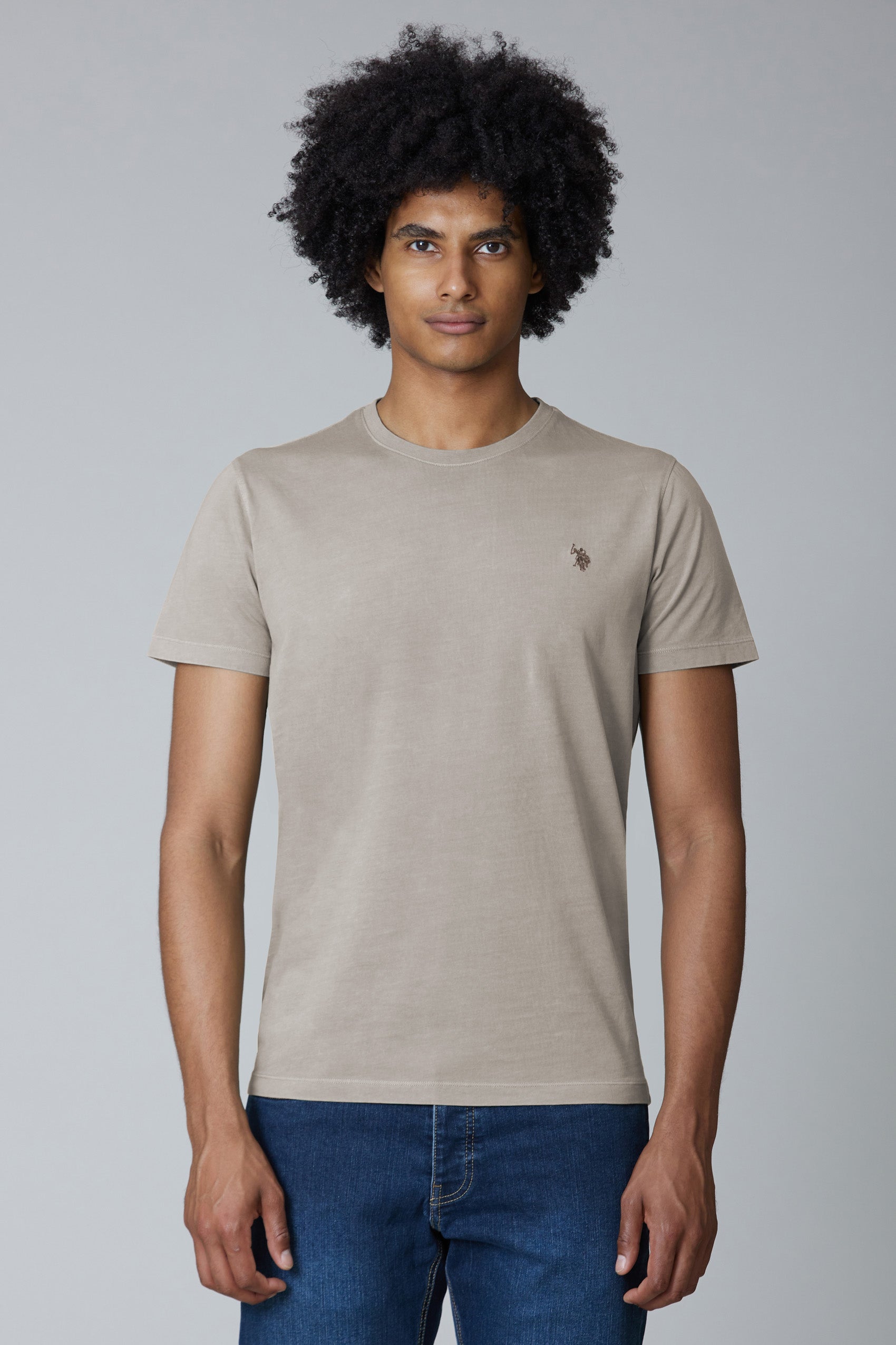 T-shirt a maniche corte in cotone overdyed con logo