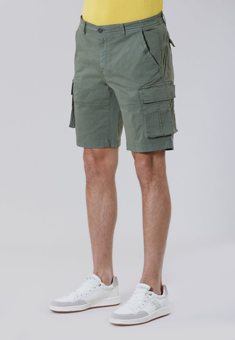 Pantaloni corti cargo in cotone twill stretch