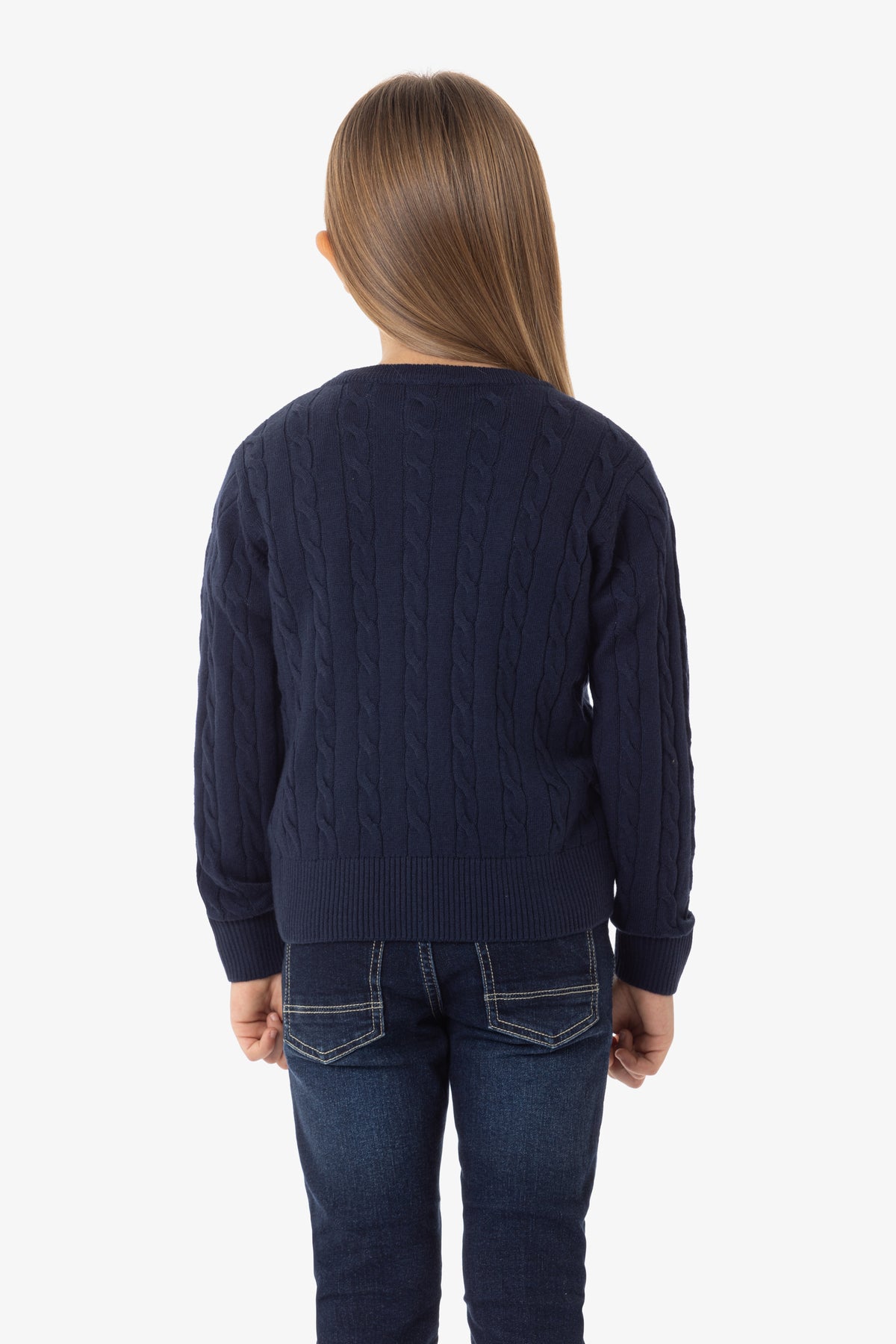 Cardigan da bambina cotone e cashmere con logo U.S. Polo Assn.