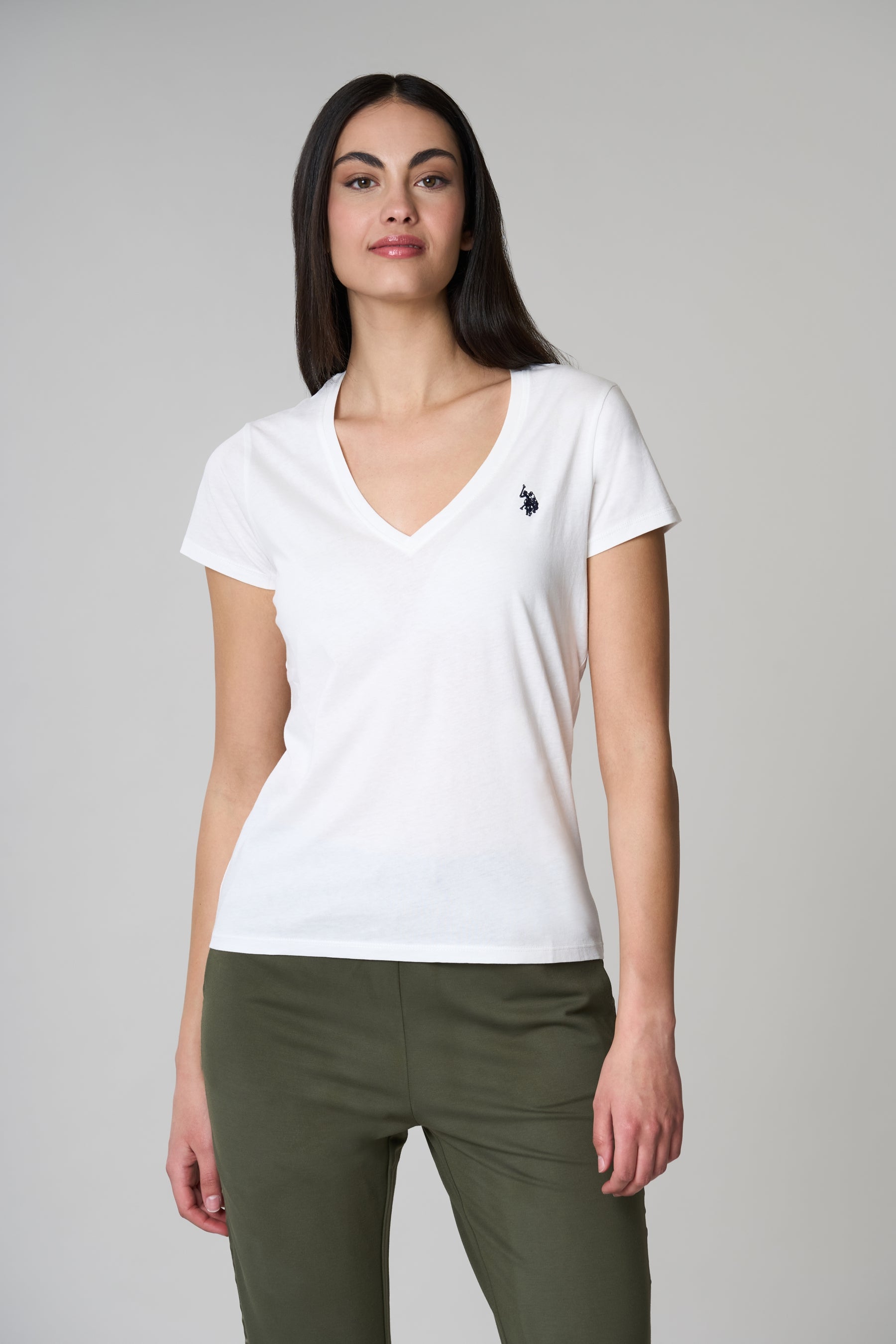 T-shirt con scollo a V a maniche corte in cotone light jersey.