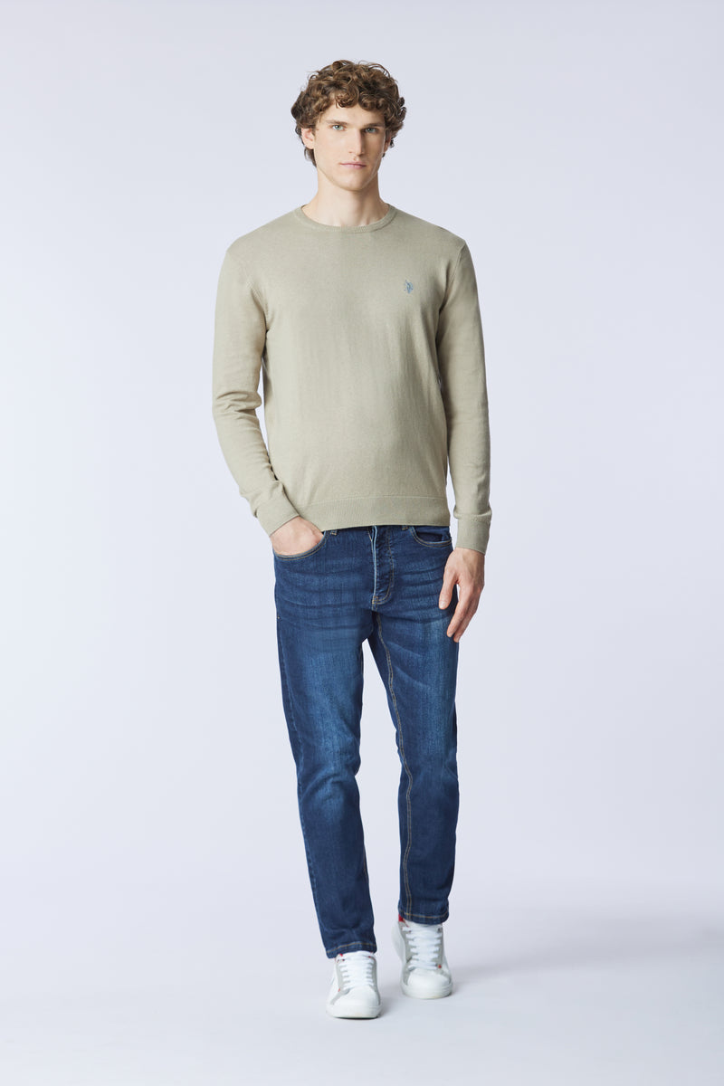 Maglia girocollo cotone e cashmere