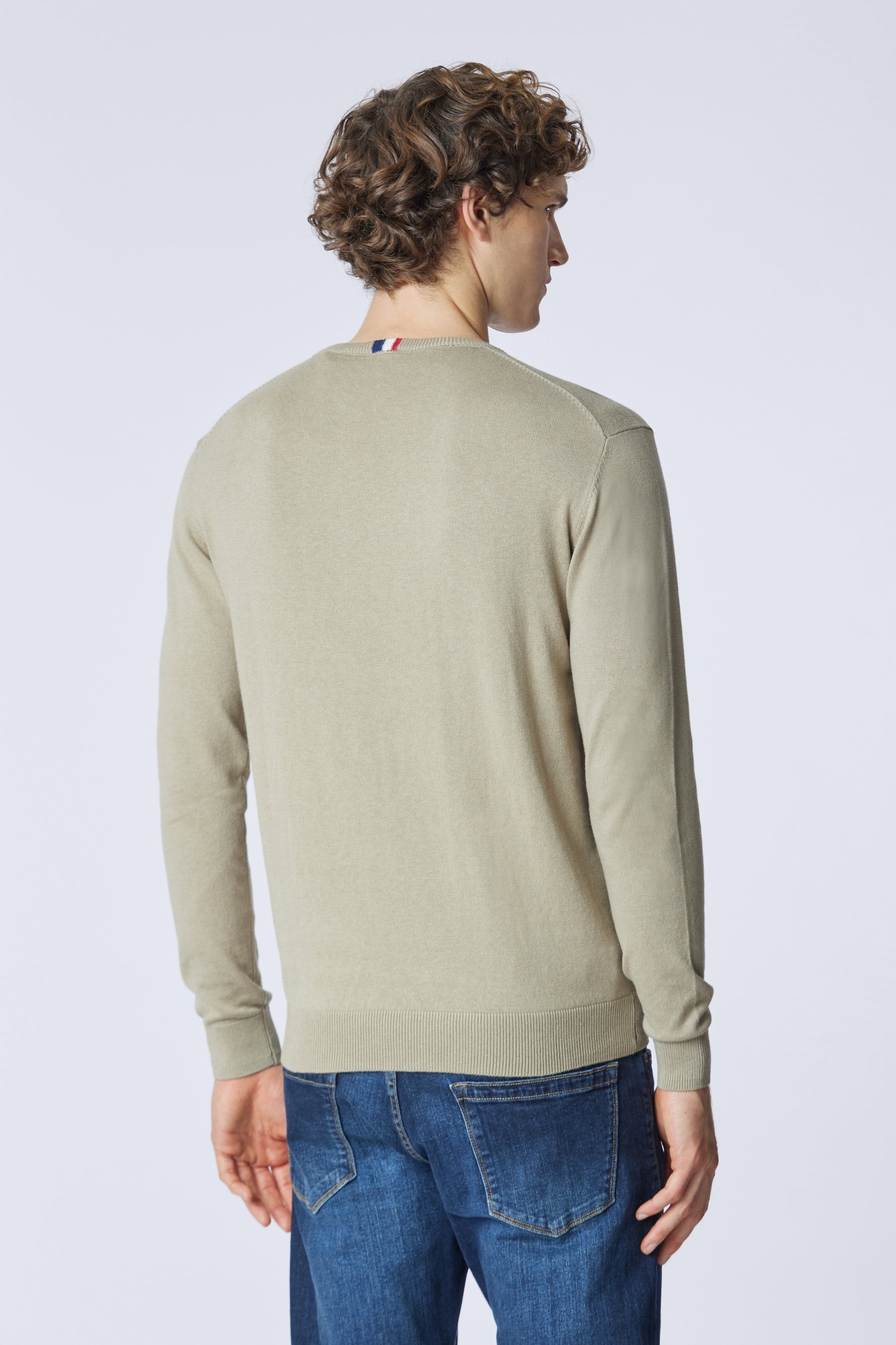 Maglia girocollo cotone e cashmere