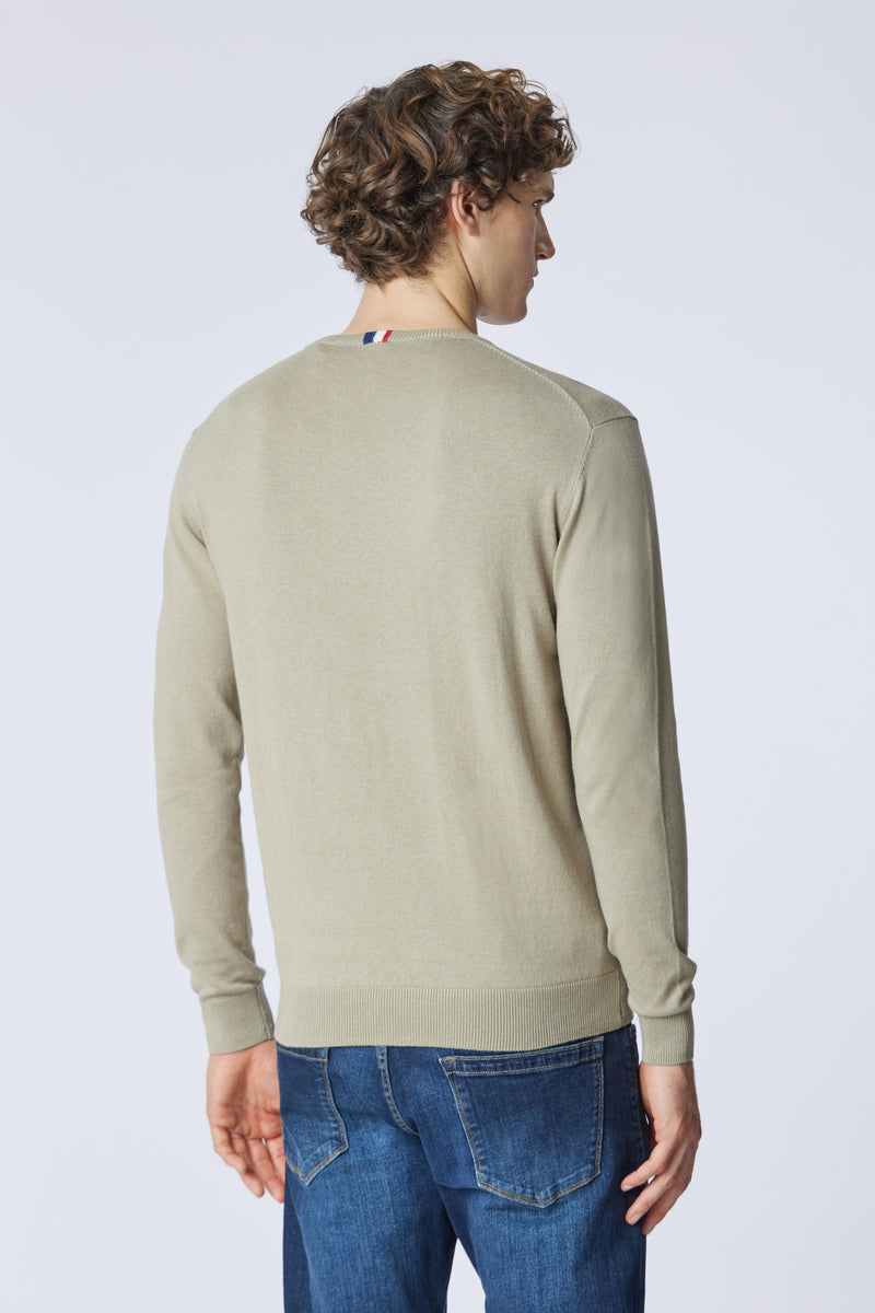 Maglia girocollo cotone e cashmere