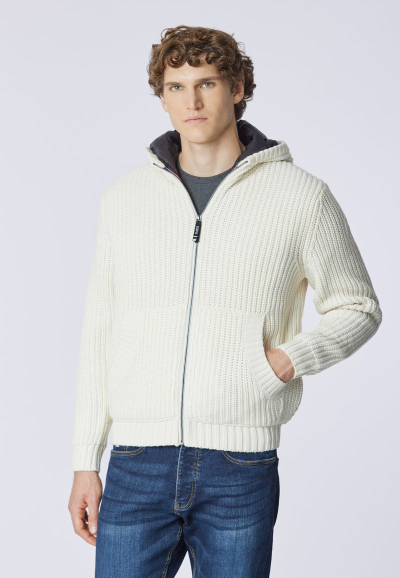 Cardigan con cappuccio e zip