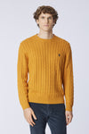 Maglia girocollo a treccia in cotone e cashmere