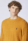 Maglia girocollo a treccia in cotone e cashmere