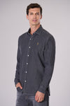 Camicia in cotone black denim twill