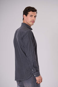 Camicia in cotone black denim twill