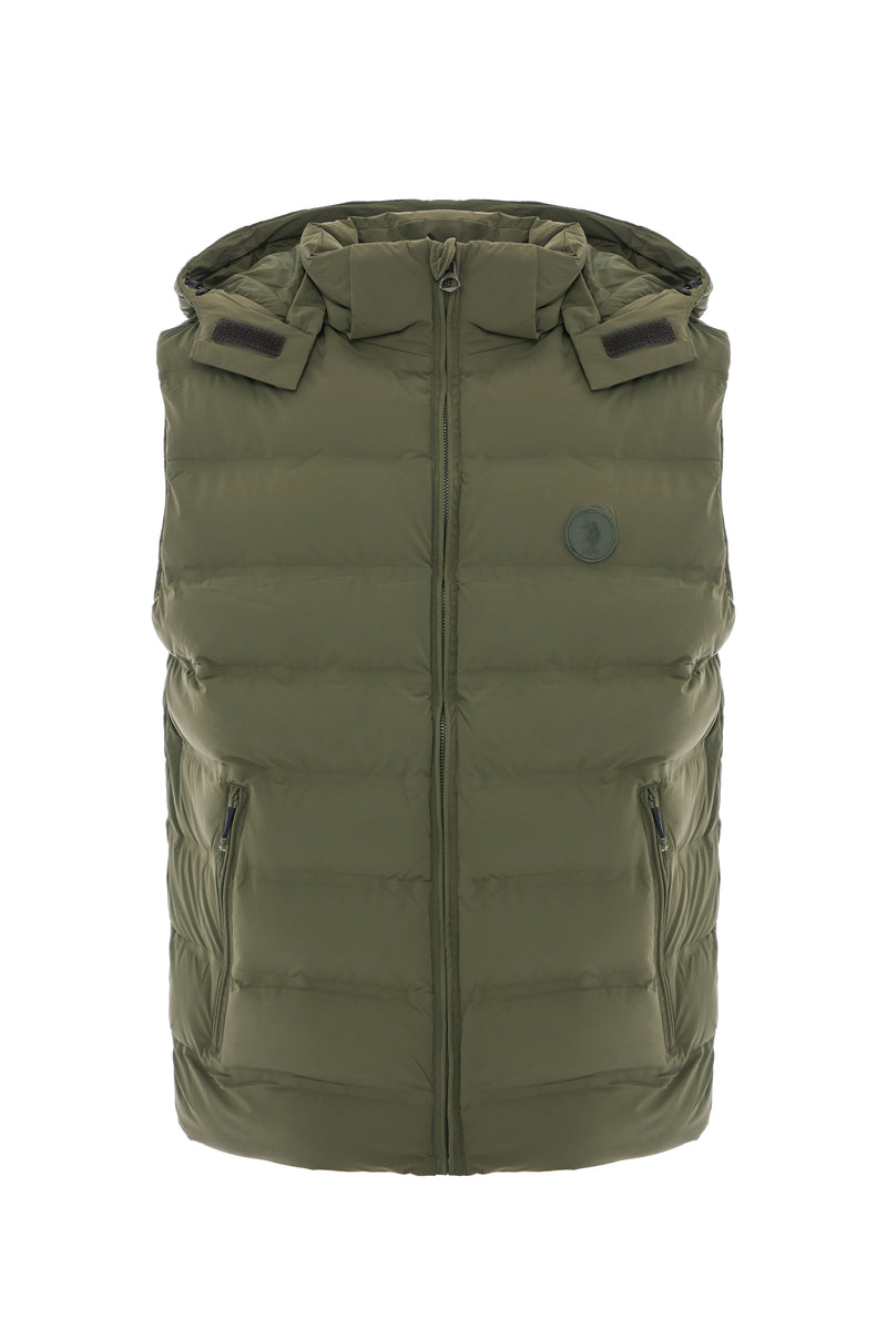 Gilet stretch nylon con cappuccio