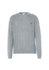 Maglia girocollo a treccia in cotone e cashmere