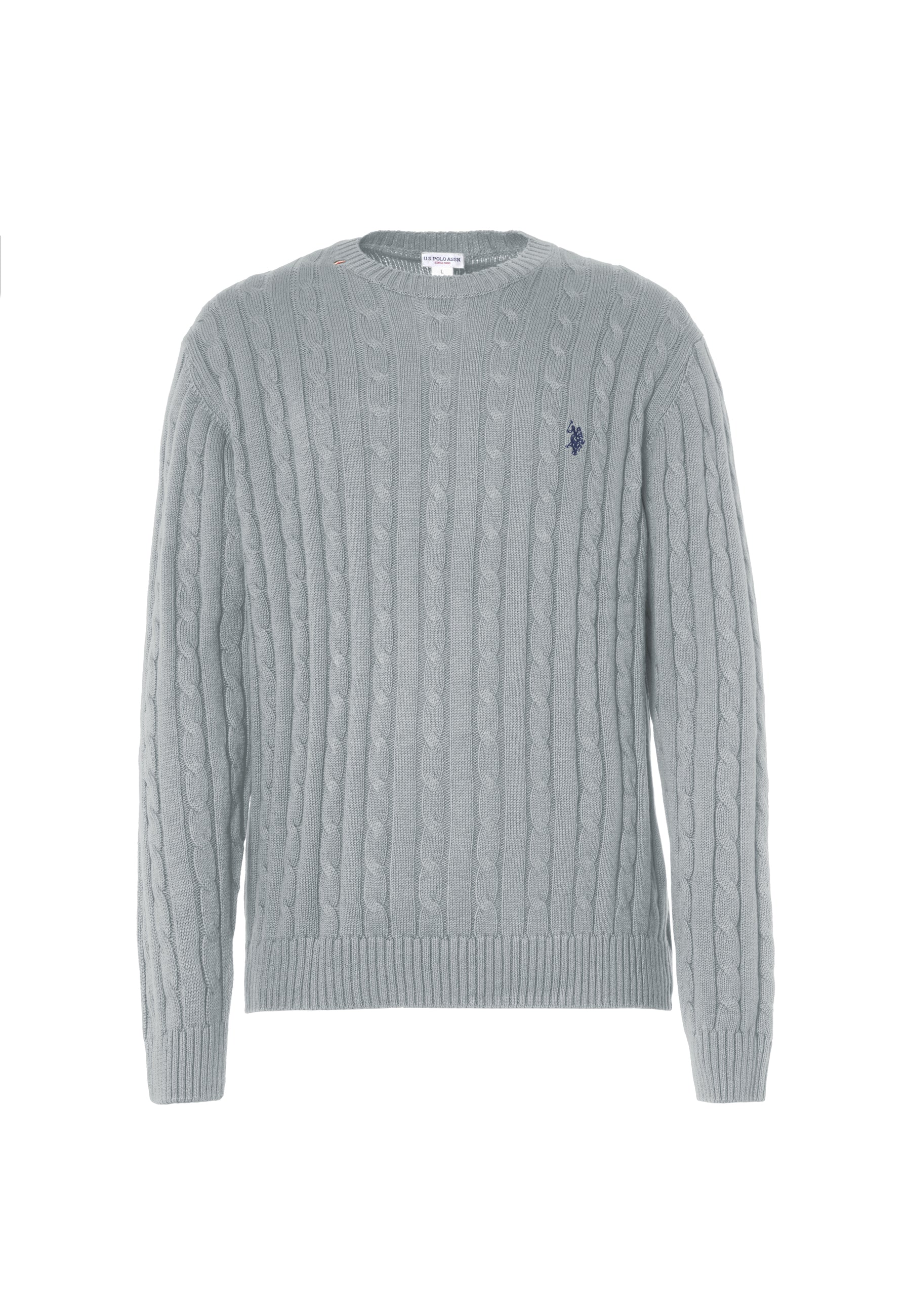 Maglia girocollo a treccia in cotone e cashmere