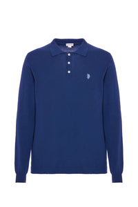 Polo shirt knit misto alpaca a maniche lunghe