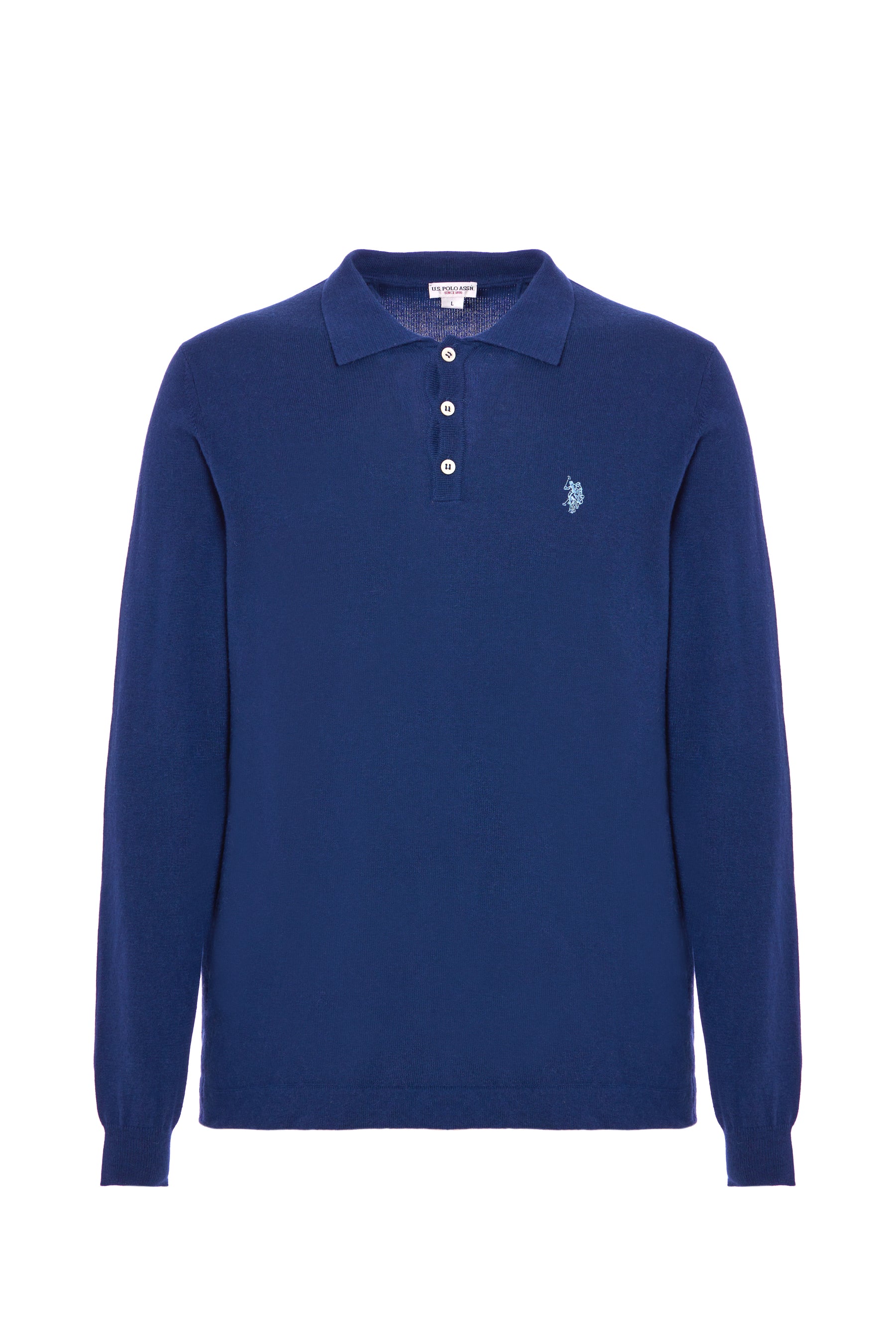 Polo shirt knit misto alpaca a maniche lunghe