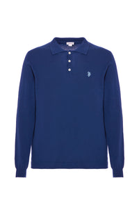 Polo shirt knit misto alpaca a maniche lunghe