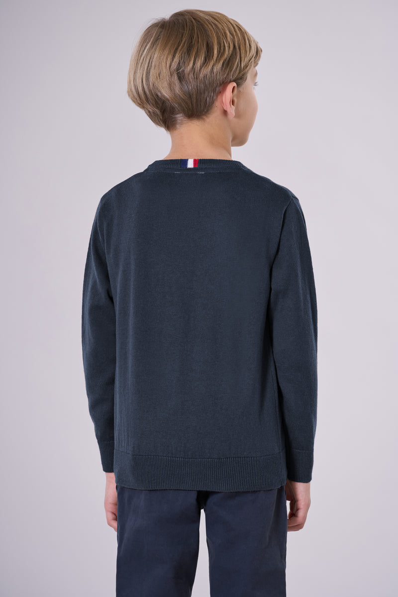 Maglia girocollo cotone e cashmere