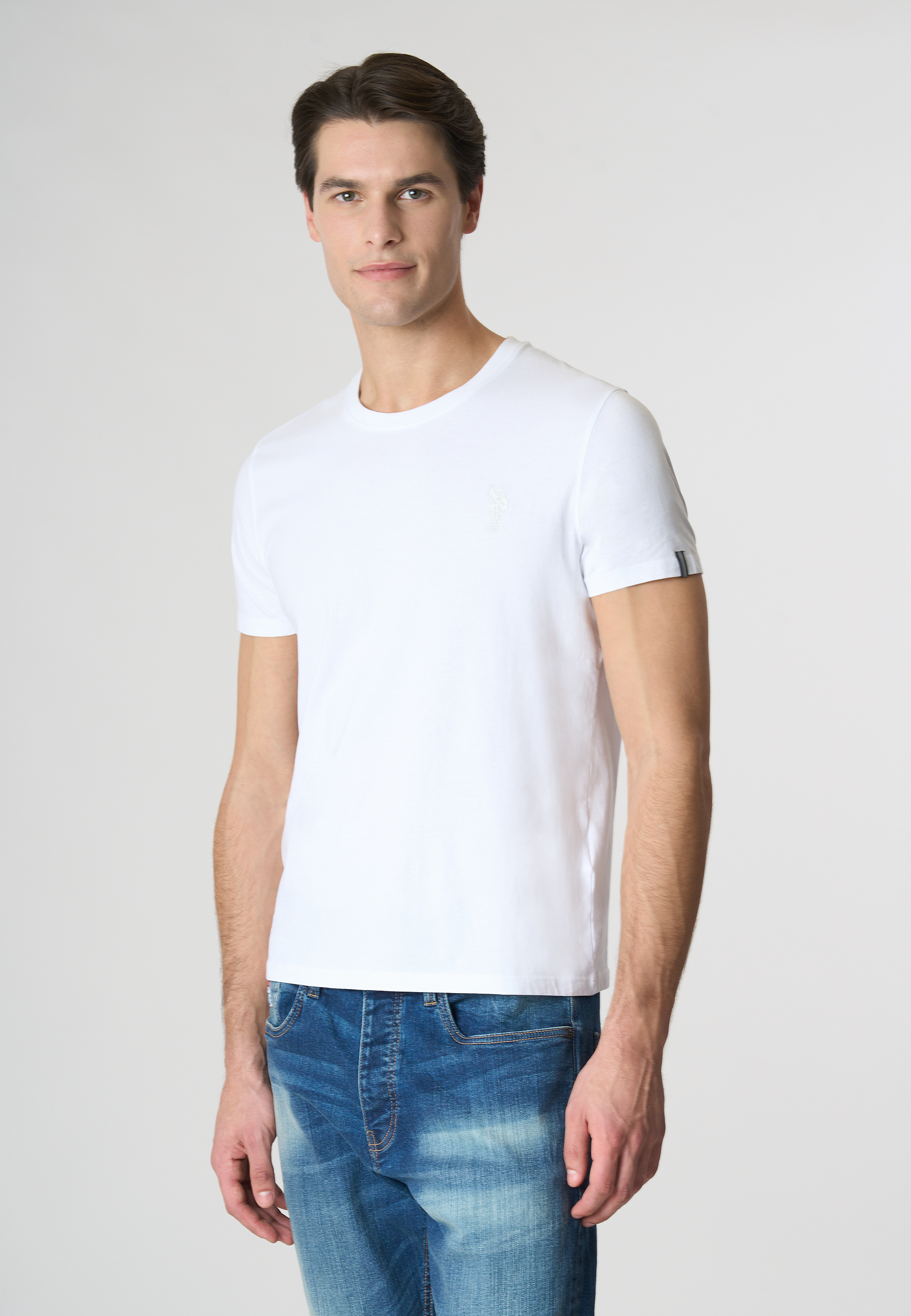 T-shirt a maniche corte in cotone stretch con logo