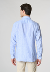 Camicia in lino chambray a righe slim fit con logo