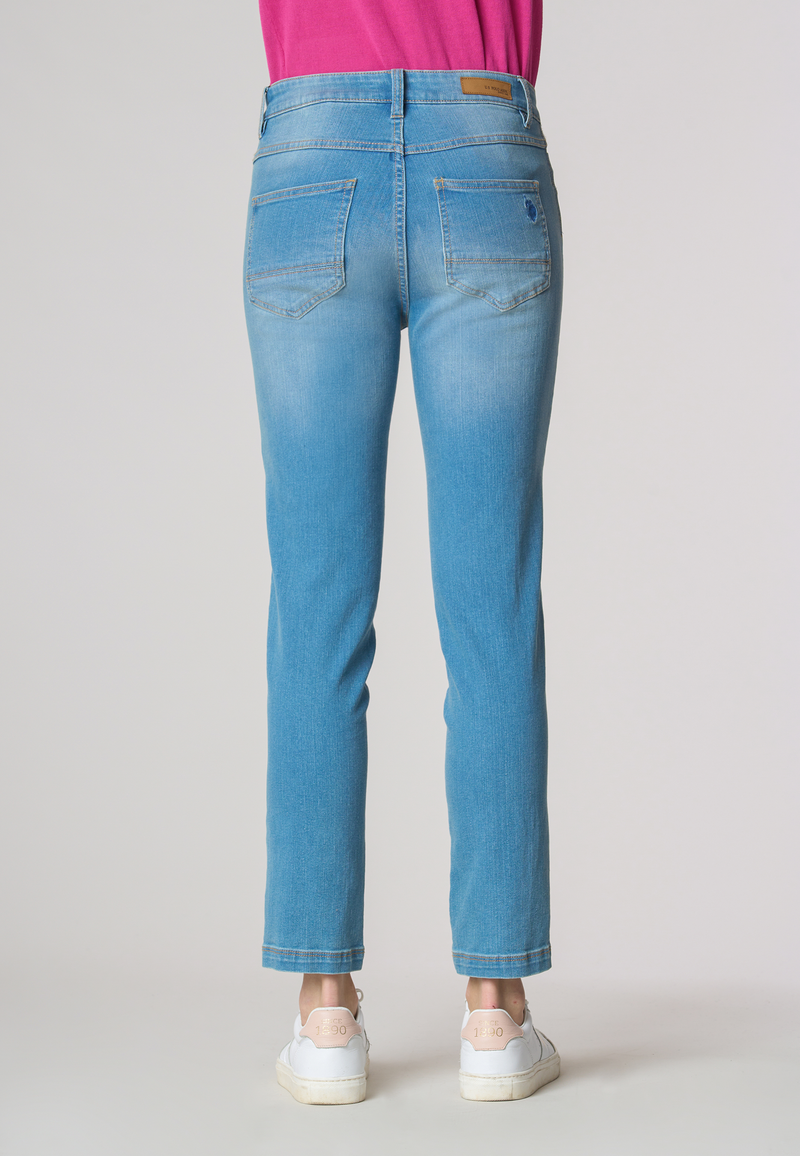 Pantalone denim cinque tasche skinny in cotone stretch