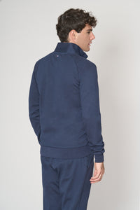 Felpa in cotone stretch interlock con chiusura zip