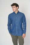 Camicia in cotone blue denim twill