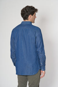 Camicia in cotone blue denim twill