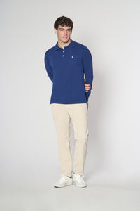 Polo shirt knit misto alpaca a maniche lunghe