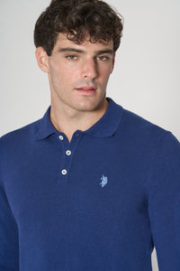 Polo shirt knit misto alpaca a maniche lunghe