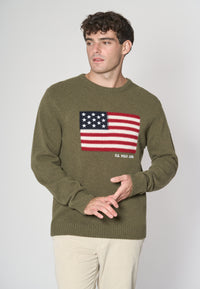 Maglia girocollo bandiera americana