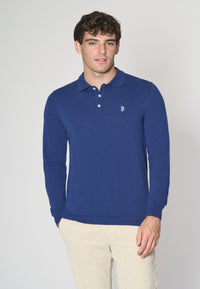 Polo shirt knit misto alpaca a maniche lunghe