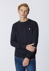 Maglia girocollo cotone cashmere con logo