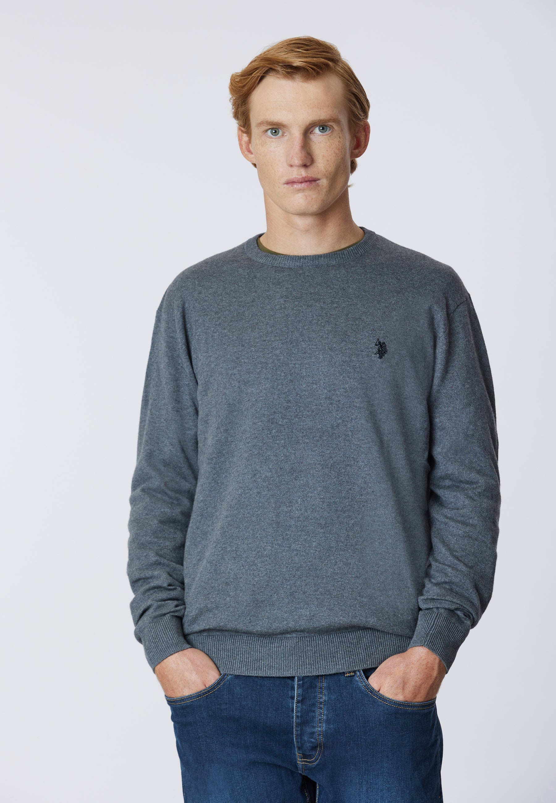 Maglia girocollo cotone cashmere con logo