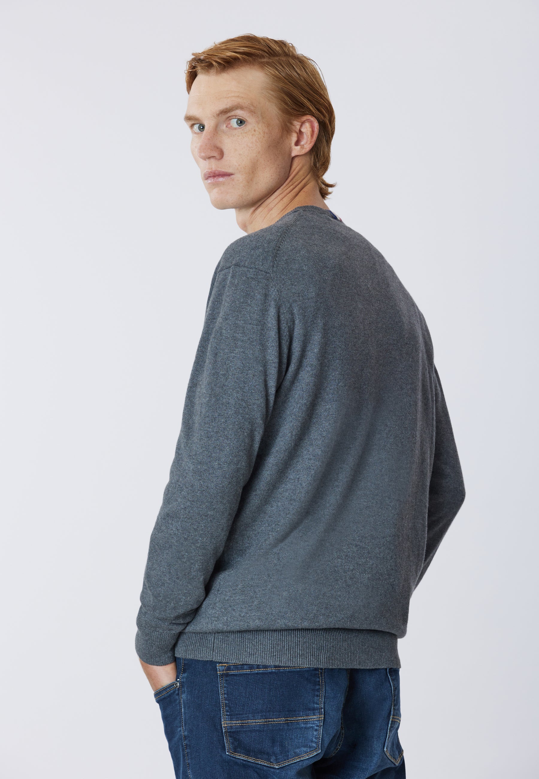 Maglia girocollo cotone cashmere con logo